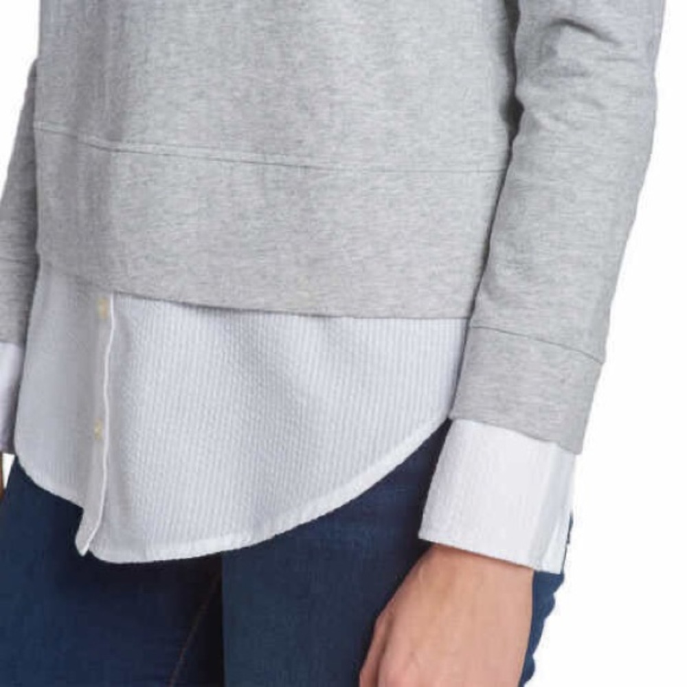 TOMMY HILFIGER Gray and White Collared Sweater - Picture 13 of 14